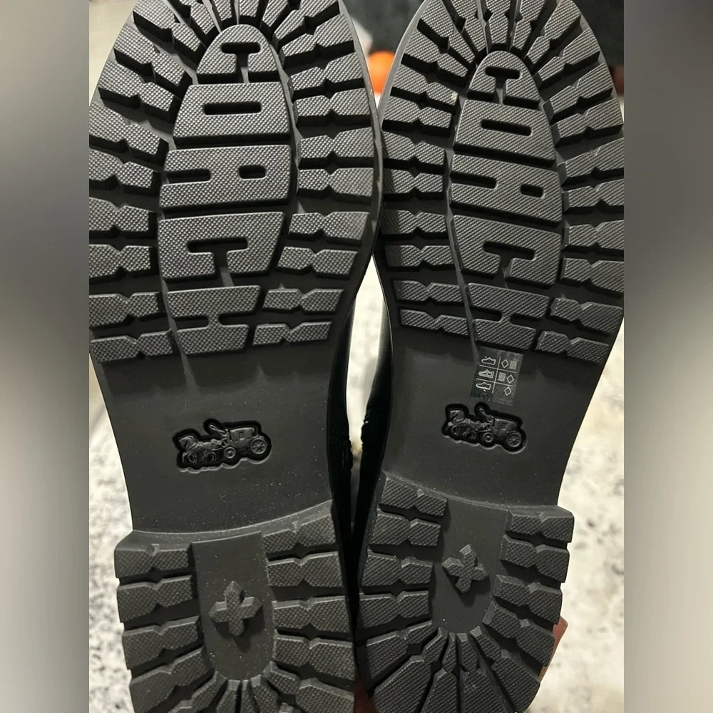 New COACH  Faith knee high lug sole Riding Boots - Black 7.5